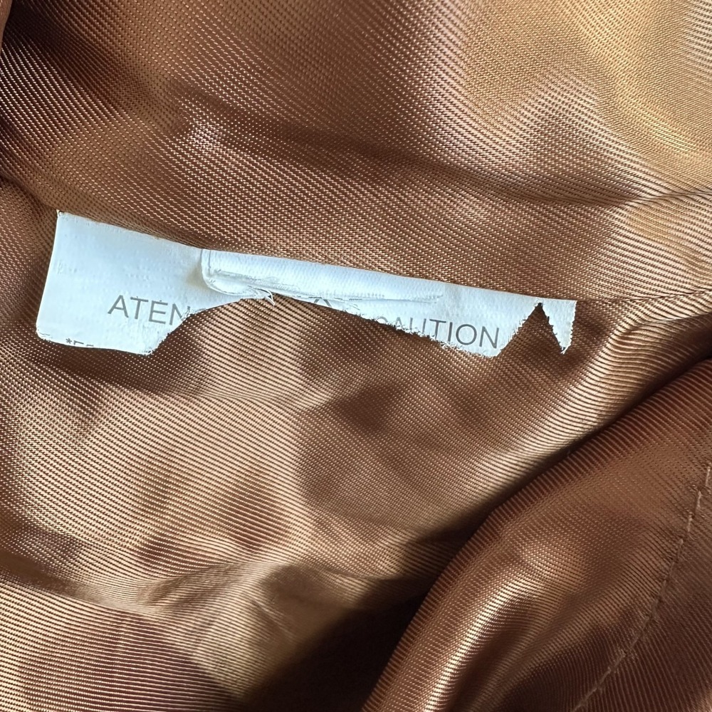 ZARA WOMAN Brown Suede Leather A Line Snap Front Belted Mini Skirt S 90s Biker - Picture 10 of 10